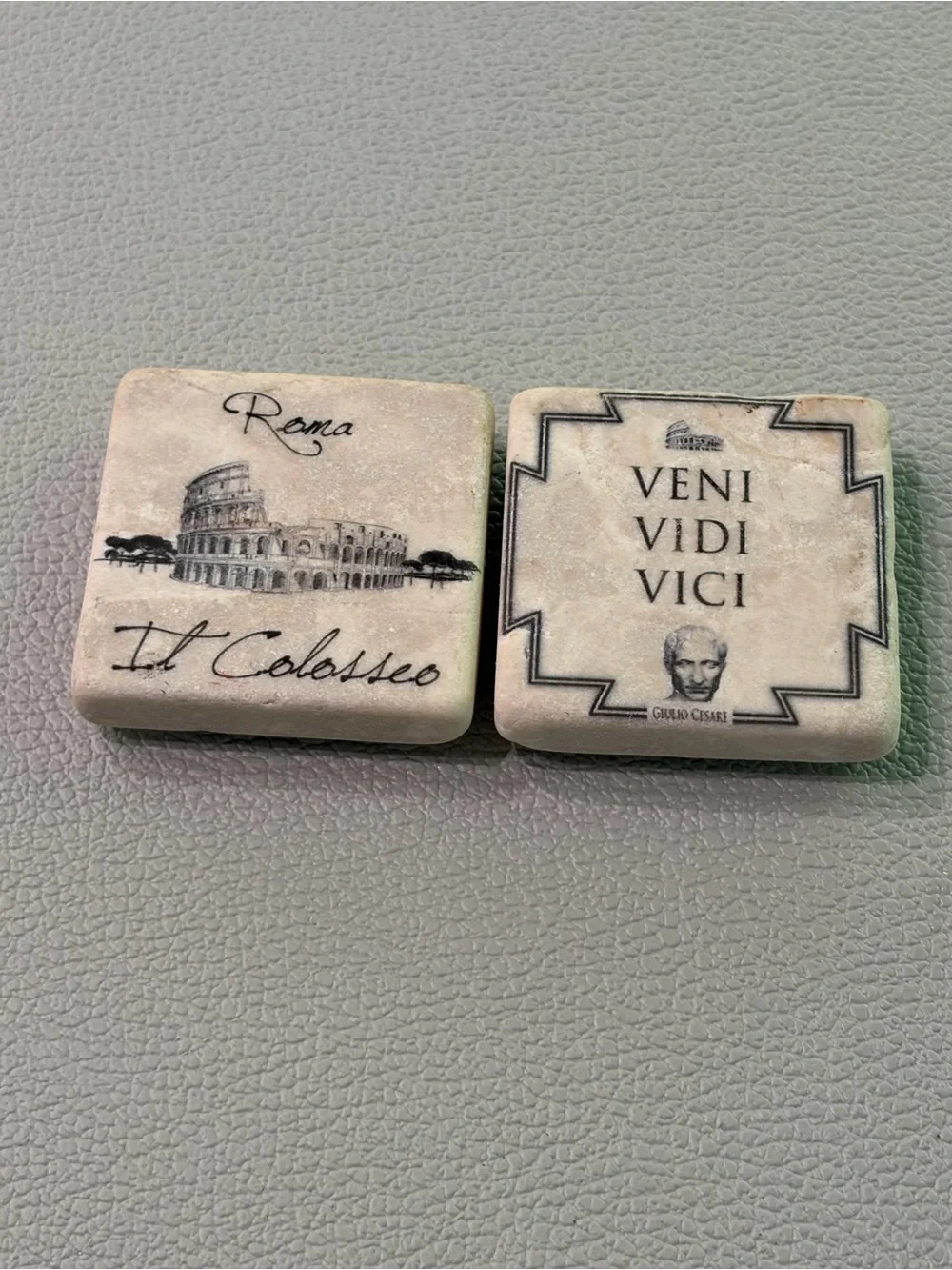 Set of 2 Rome Italy Genuine Italian Marble Fridge Magnets